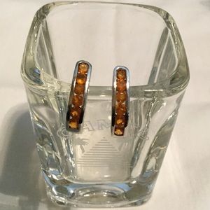 Spessartite garnets in silver mounting earrings.